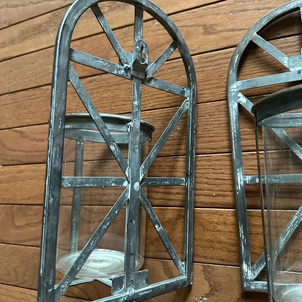 Rustic Gray Wall Sconce Set